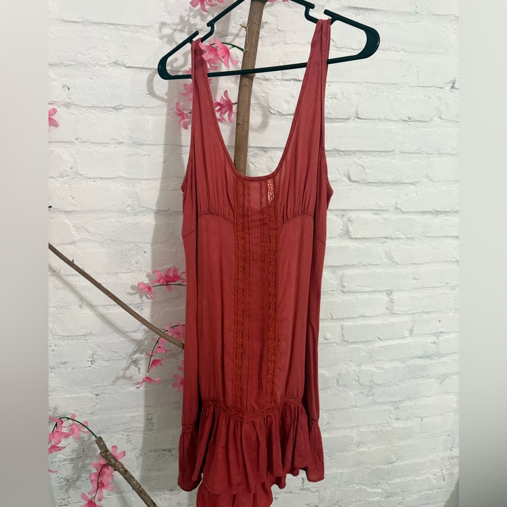 Forever 21 Lace-Trim Rust Coral Tank Dress